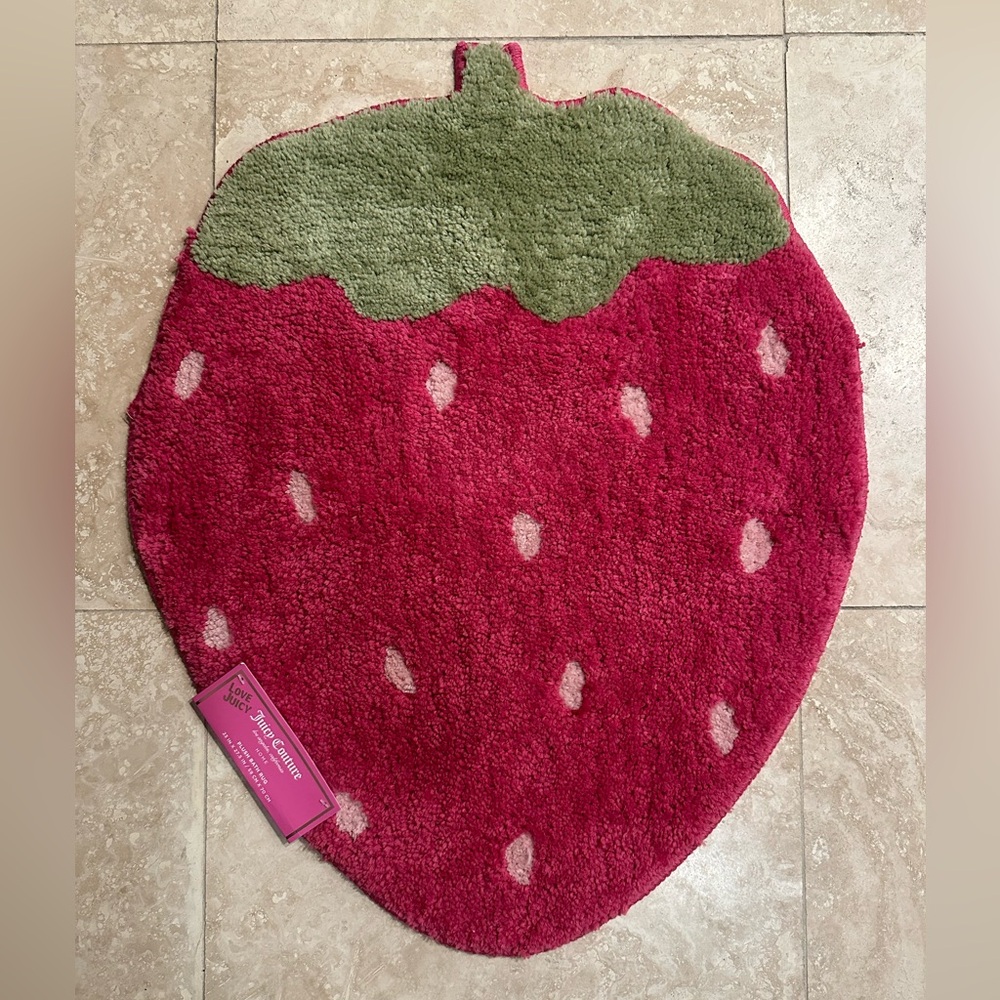 NWT Juicy Couture 👑🎀 Strawberry Shaped Pink and Green Rug